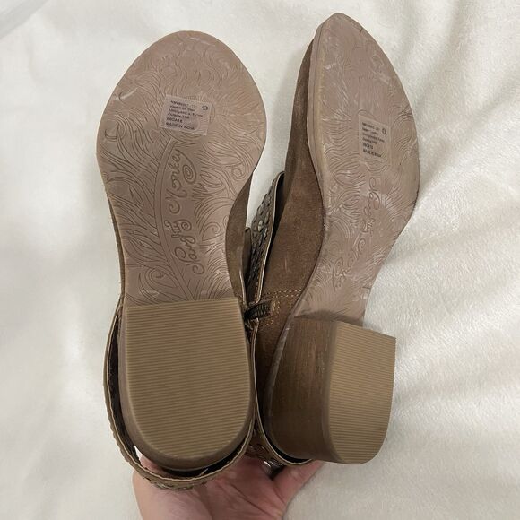 Naughty Monkey Crimson Boots Size 7.5 Brown Leather Studded Straps Western Boho - Picture 6 of 9